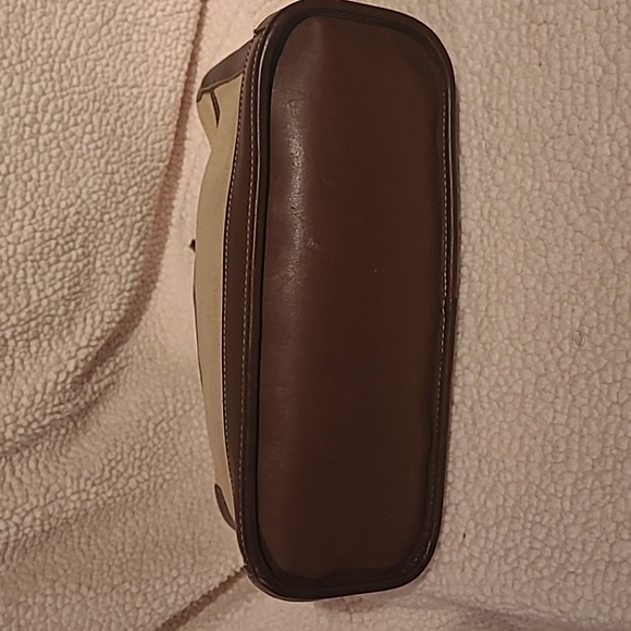 Coach bag vintage leather and linen - Picture 2 of 4